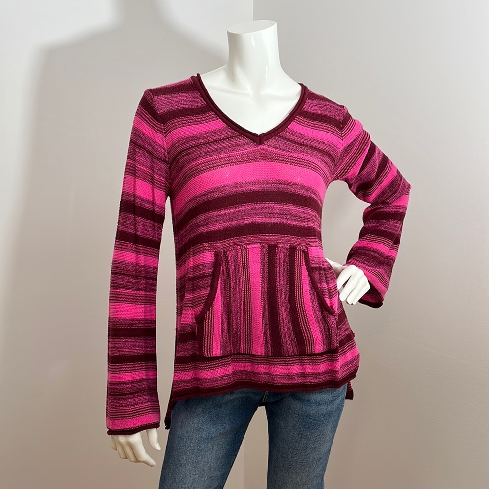 [L] BILLABONG Pink and Burgundy Long Sleeves Knit Top